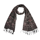 Black Red Floral Star Hand Dyed Batik Scarf - Soft Cotton