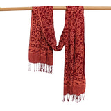 Loop, Red, Burgundy Hand Dyed Batik Scarf - Soft Cotton