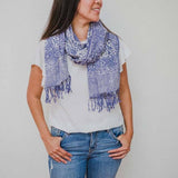 Stone Blue Handmade Batik Scarf, Hand Dyed Wrap, Shawl, Soft