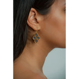 Chapel Earrings Blue - Antiqued Gold Finish