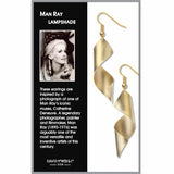 Man Ray Lampshade Spiral Matte Gold Tone Earrings