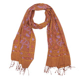 Dusky Fern, Pink, Yellow, Peach Hand Dyed Batik Scarf - Soft Cotton