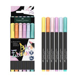Pastel- Black Edition Felt Tip Brush Pen Markers 6 Ct Box