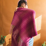 Zapotec Wool Rebozo/Shawl, Cochineal Dyed
