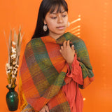 Zapotec Wool Rebozo/Shawl, Plaid Naturally Hand Dyed