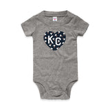 Charlie Hustle Onesie Grey with Blue Heart and Shuttlecocks