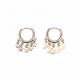 Silver Moon & Star Charm Earrings