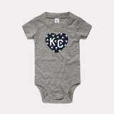 Charlie Hustle Onesie Grey with Blue Heart and Shuttlecocks