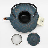 Teal Blue Hobnail Design 42oz Cast Iron Tea Pot