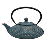 Teal Blue Hobnail Design 42oz Cast Iron Tea Pot