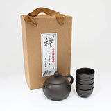 Dark Zisha Clay Kung Fu Tea Set 7oz Tea Pot with 4 Cups (1/36)