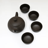 Dark Zisha Clay Kung Fu Tea Set 7oz Tea Pot with 4 Cups (1/36)