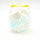 Sky Blue & Yellow Blown Glass Cup
