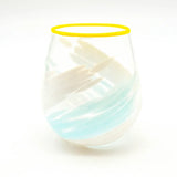 Sky Blue & Yellow Blown Glass Cup