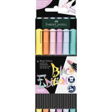 Pastel- Black Edition Felt Tip Brush Pen Markers 6 Ct Box