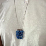 Czech Glass Pendant Necklace: Denim