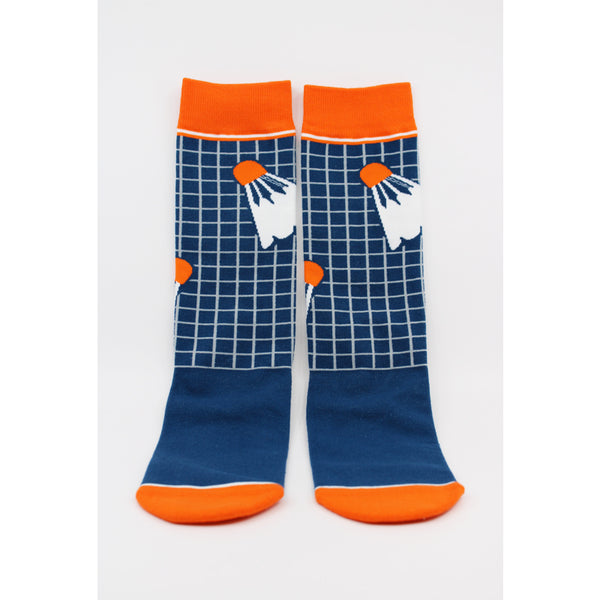 Grid Shuttlecock Pattern Sock